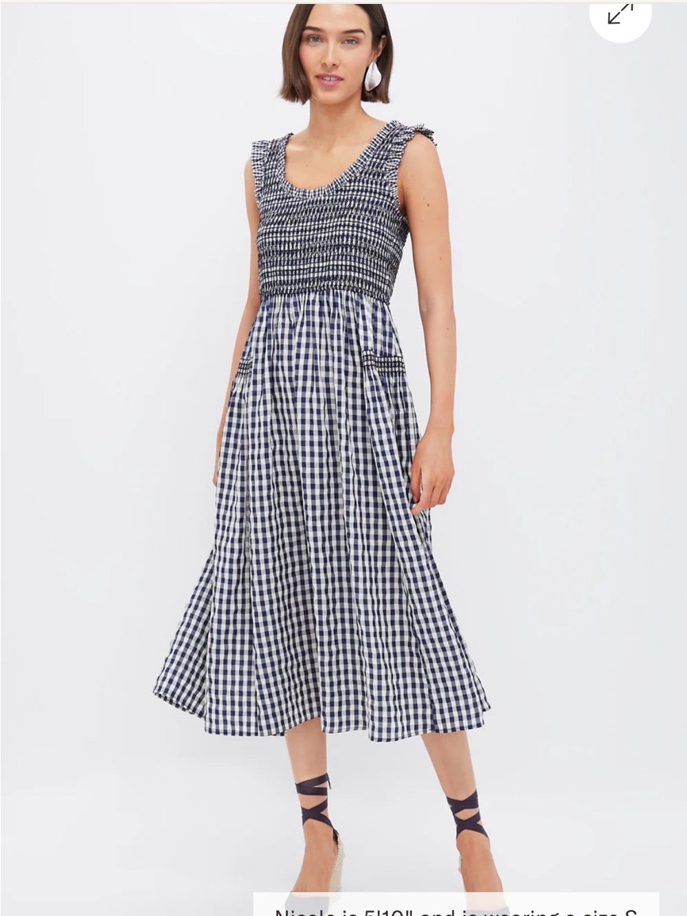 Pomander Place  navy gimgham smacked Abilene midi dress